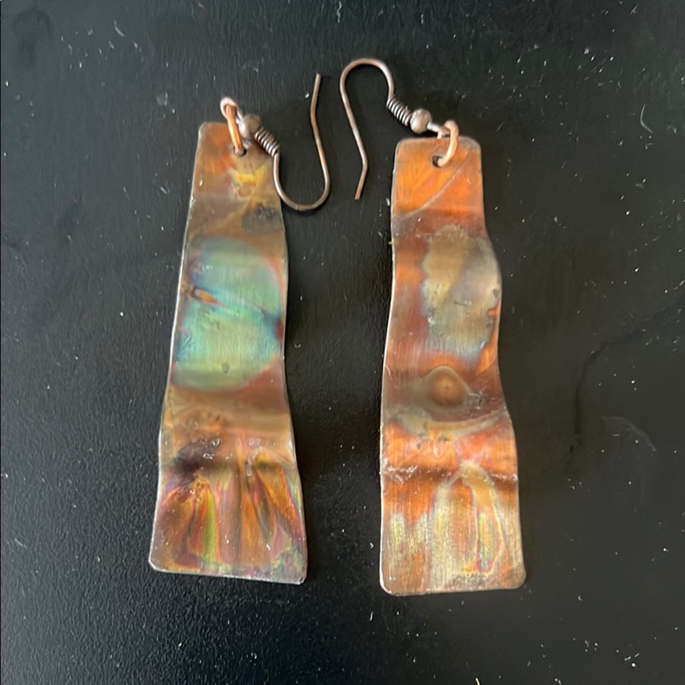 Handcrafted Copper Multicolor Dangle Earrings - image 1